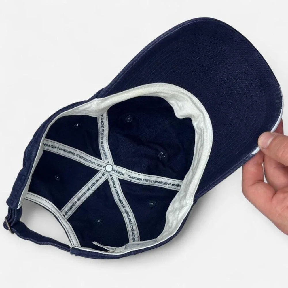 Vintage 00s Nike Football Navy‎ Blue Adjustable Strap Back Hat Cap Center Swoosh